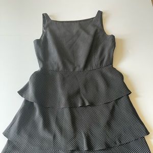 Talbots pure silk dress size 6, black with tiny white dots, knee length